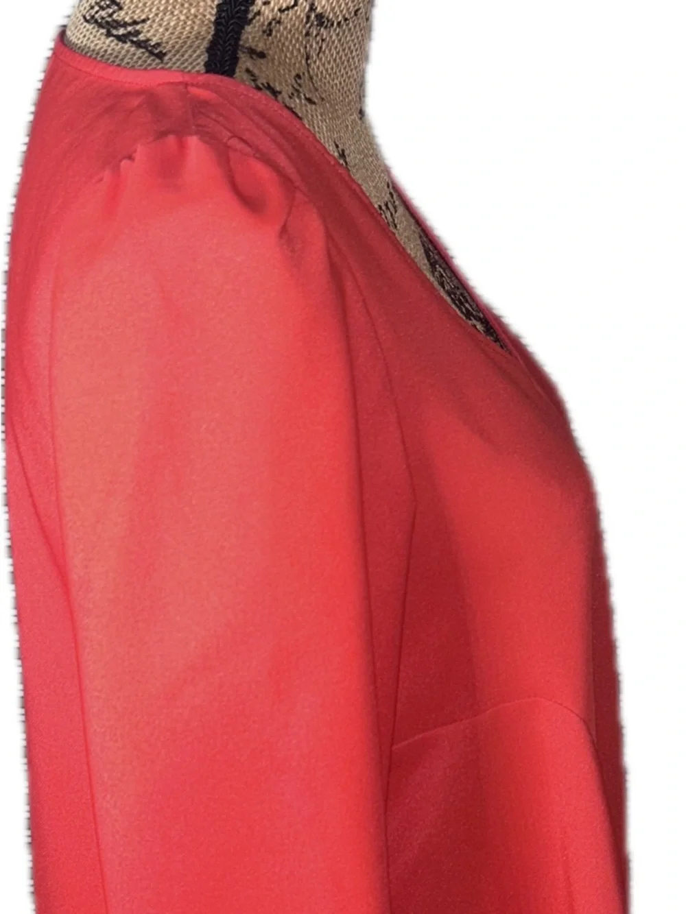 Tuckernuck Hollis Poppy Hot Coral-Red V-Neck Sleek Polished Career Blouse XS